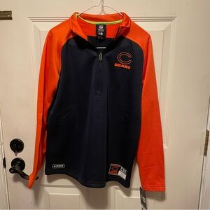 New Era NFL Chicago Bears Navy and Orange Boys medium quarter -Zip Hoodie NWTS